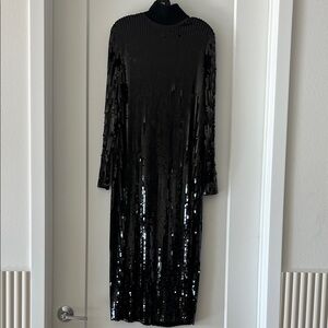 Zara Black Sequin Long Sleeve Dress